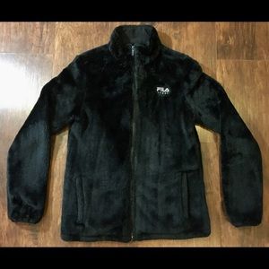 Fila Sport / Black Faux Fur Zip Up Jacket